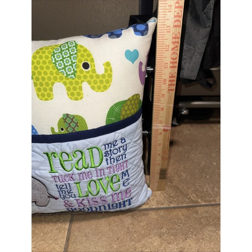 Grateful Heart Designs Elephant Baby Pillow With Book Pouch Handmade‎